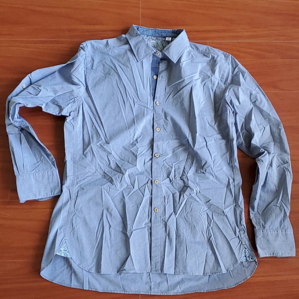 Robert Graham Light Grey/Blue Long Sleev Button Up
